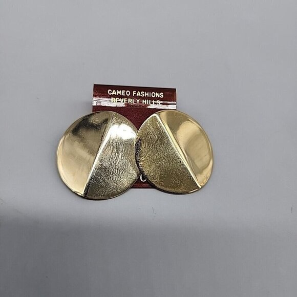 Cameo Fashions Beverly Hills Gold Tone Earnings Vintage Pierced Round NEW - Picture 1 of 3
